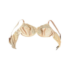 Wacoal Underwire Bra Lacey Scalloped Semi Mesh Size 36C Glossy Gold Tan